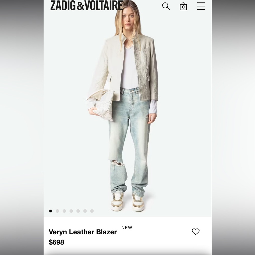 Brand New with tags Zadig and Voltaire white leather jacket